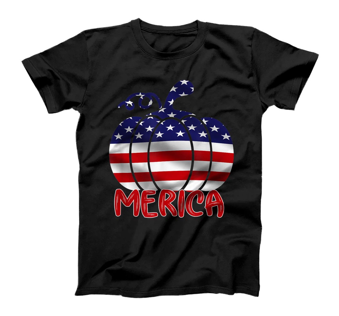 American Flag Usa Pumpkin Merica 4th of July Family Matching T-Shirt, Kid T-Shirt and Women T-Shirt