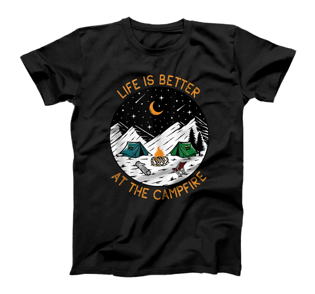 Life is Better at the Campfire Shirt Camper Retro Camping T-Shirt, Women T-Shirt