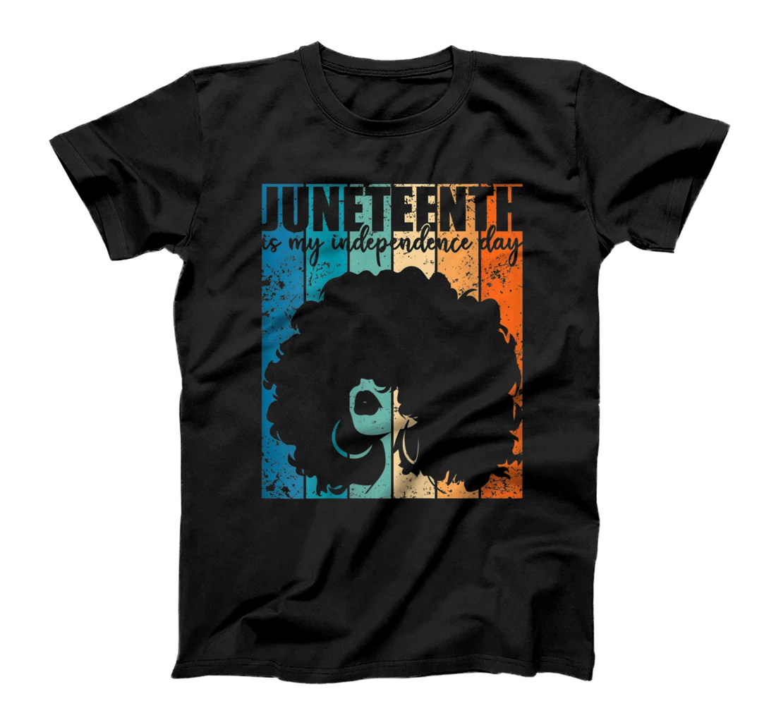 Womens Juneteenth My Independence Day Retro Afro Women Melanin T-Shirt, Women T-Shirt