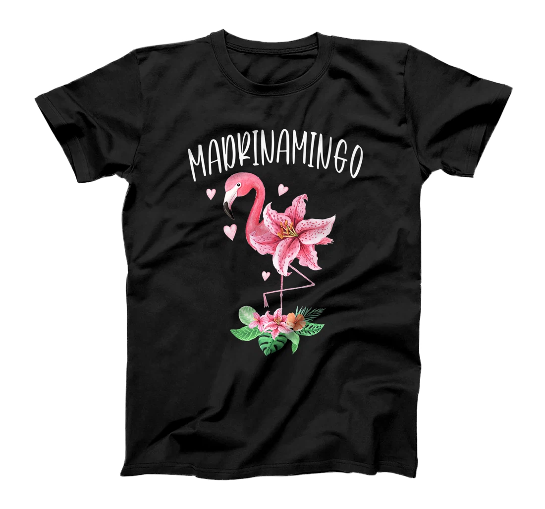 Madrinamingo Italian Godmother Funny Flamingo Floral T-Shirt, Women T-Shirt