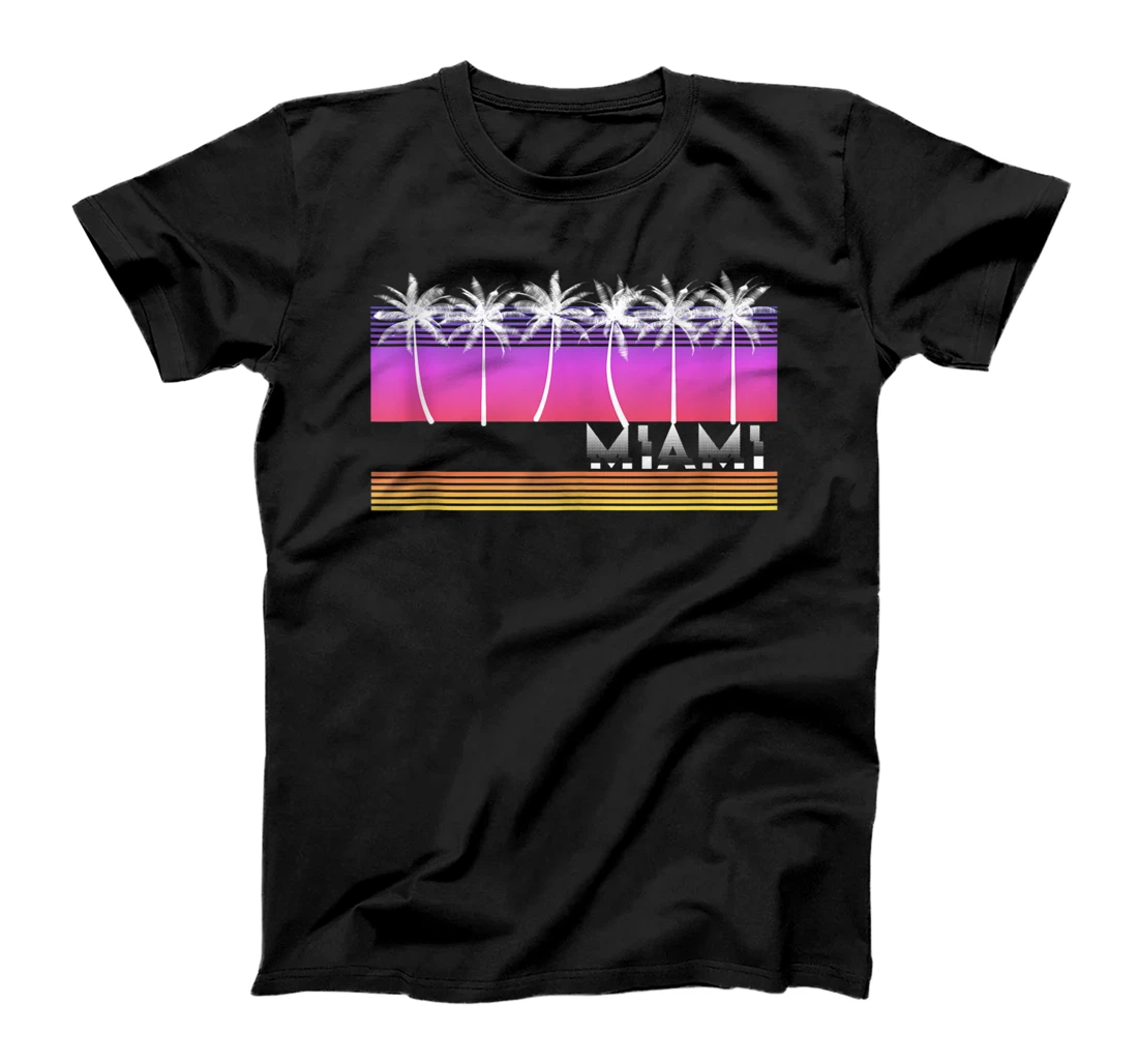 Miami Florida Beach 80's 90's Vaporwave Aesthetic Palm Tree T-Shirt, Women T-Shirt