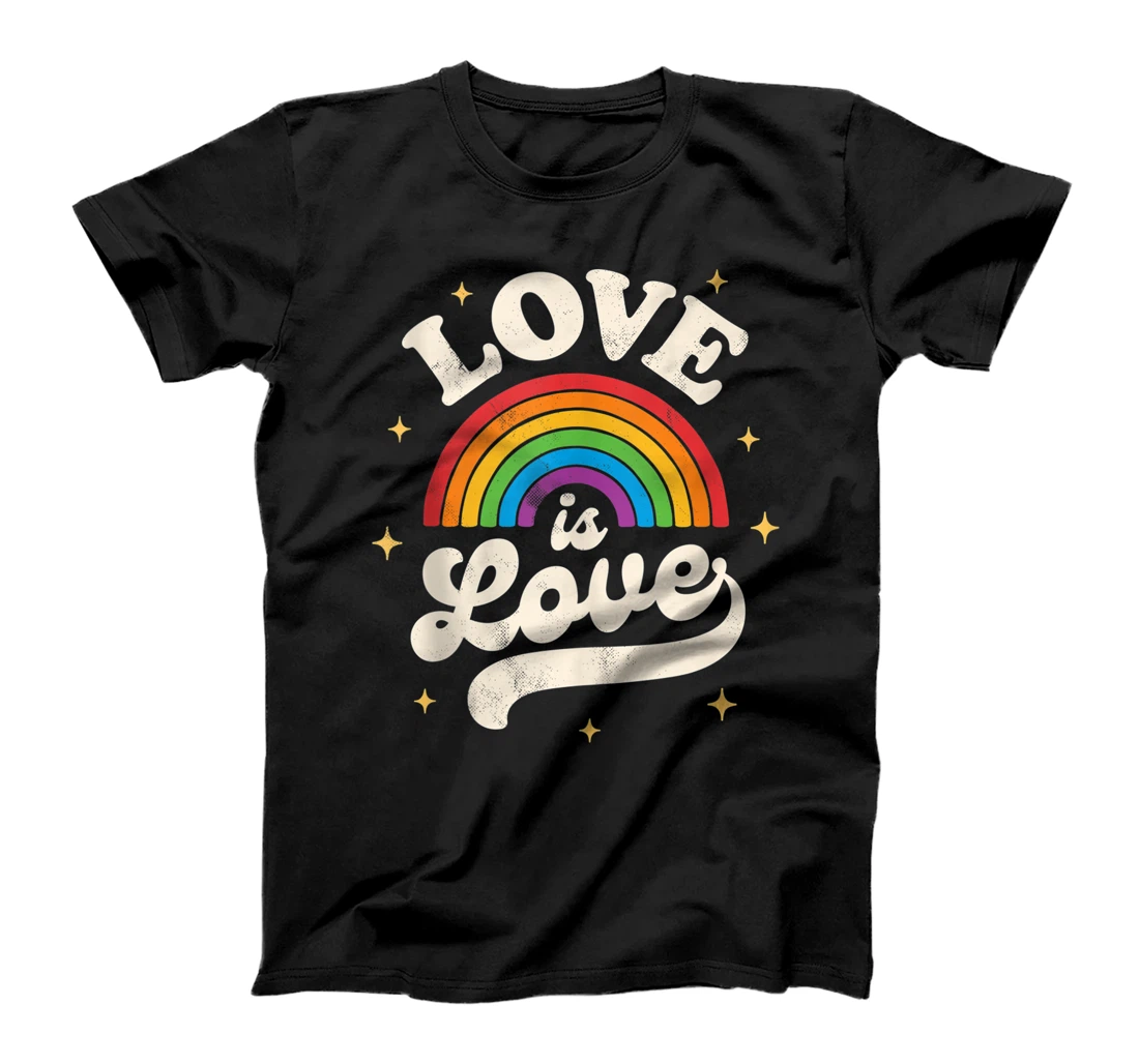 LGBTQ Love Is Love Gay Pride LGBT Rainbow Flag Retro Vintage T-Shirt, Women T-Shirt