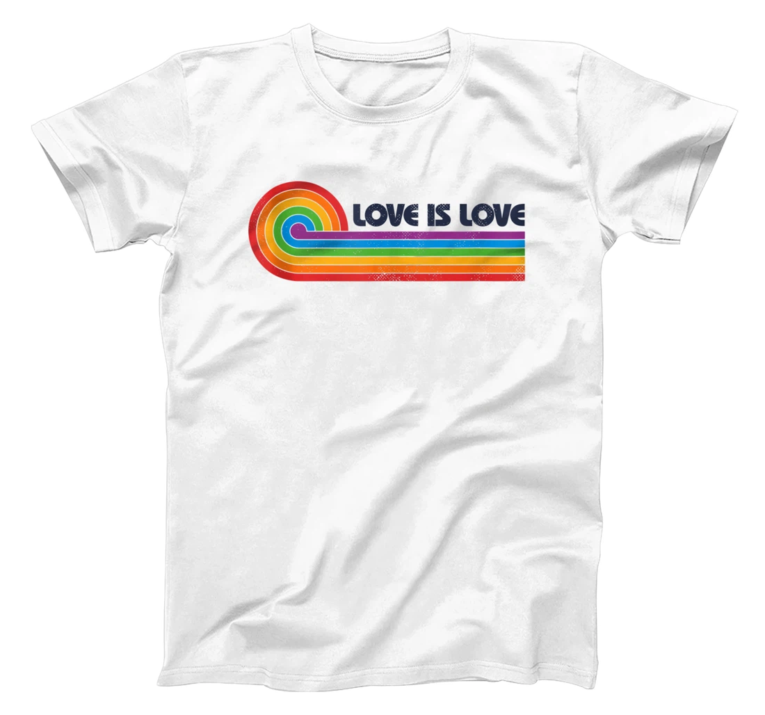 LGBTQ Love Is Love Gay Pride LGBT Rainbow Flag Retro Vintage T-Shirt, Women T-Shirt