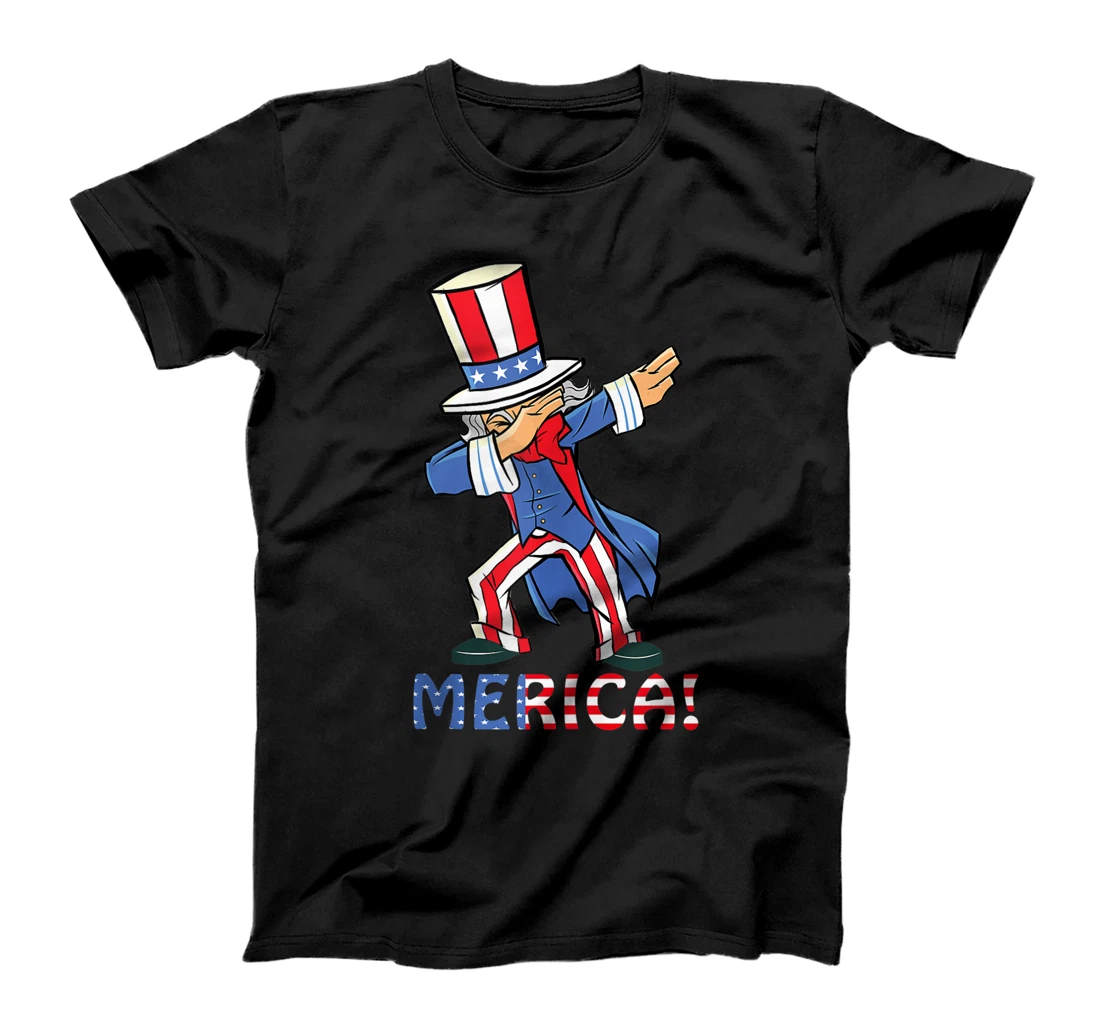 Dabbing Uncle Sam Merica USA Flag 4th Of July Boys Girls T-Shirt, Women T-Shirt