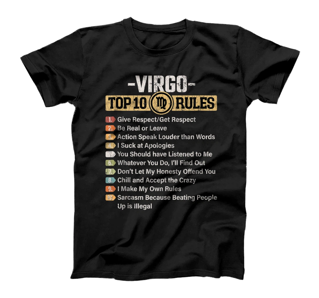 Zodiac Sign Funny Top 10 Rules Of Virgo Graphic T-Shirt, Women T-Shirt