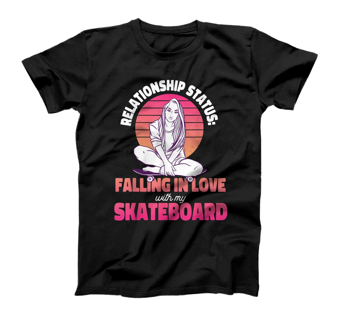 Skateboard Girl Retro Sunset Love Design T-Shirt, Kid T-Shirt and Women T-Shirt