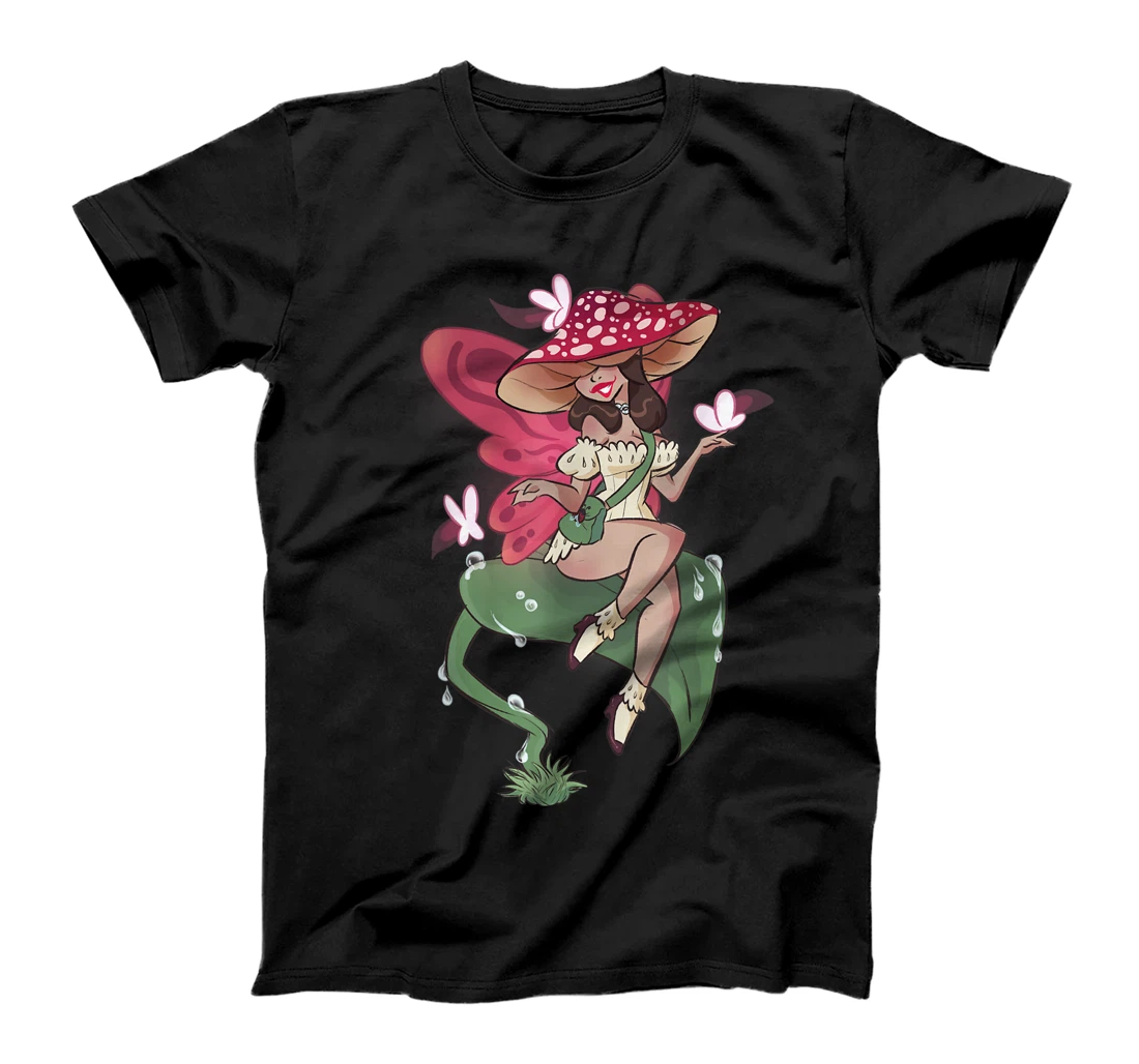 Mushroom Fairy Pin-up ~ Red Capped Bela T-Shirt, Women T-Shirt