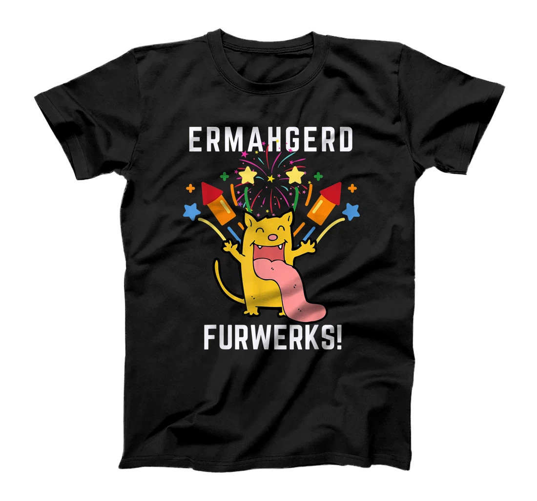 Funny Cat Ermahgerd 4th of July fireworks Independence Day T-Shirt, Kid T-Shirt and Women T-Shirt