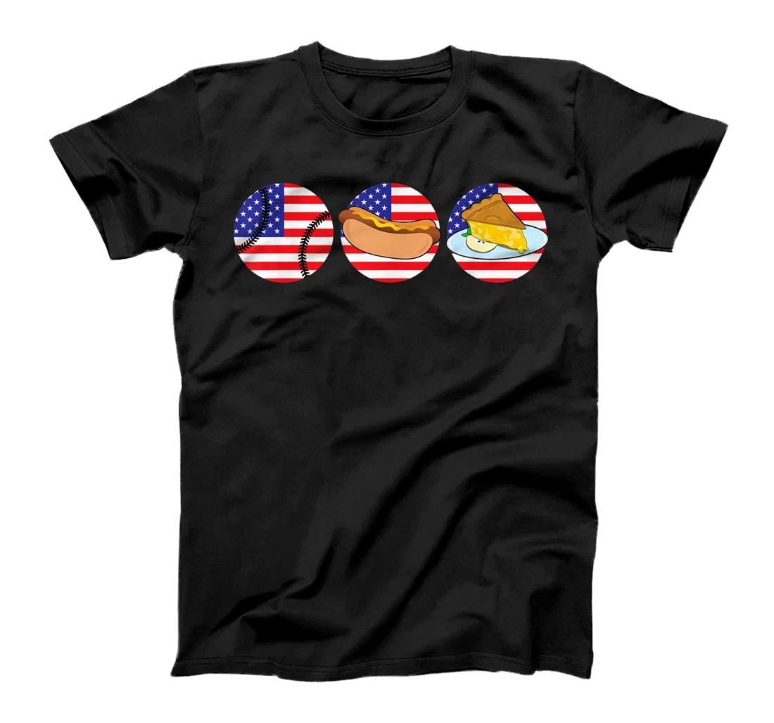 Cute July 4th Baseball Hot Dog Apple Pie Family Matching Tee T-Shirt, Kid T-Shirt and Women T-Shirt