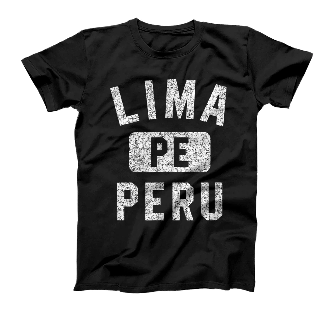 Personalized Womens Lima Peru Gym Style Distressed White Print T-Shirt, Kid T-Shirt and Women T-Shirt