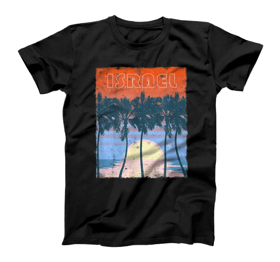 Personalized Retro Israel Tropical Sunset T-Shirt, Kid T-Shirt and Women T-Shirt