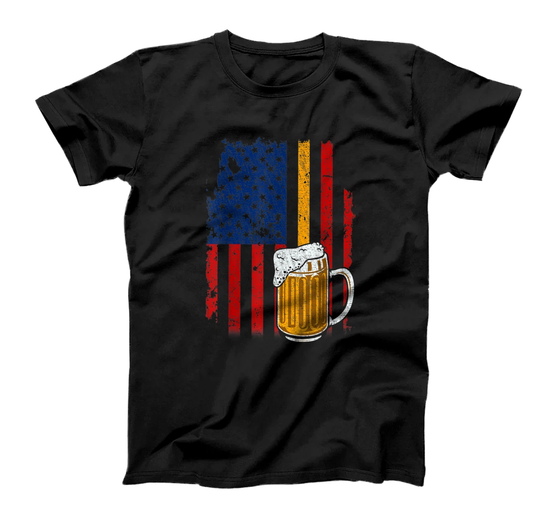 Personalized Craft Beer Brewery American Flag USA 4th July T-Shirt, Women T-Shirt