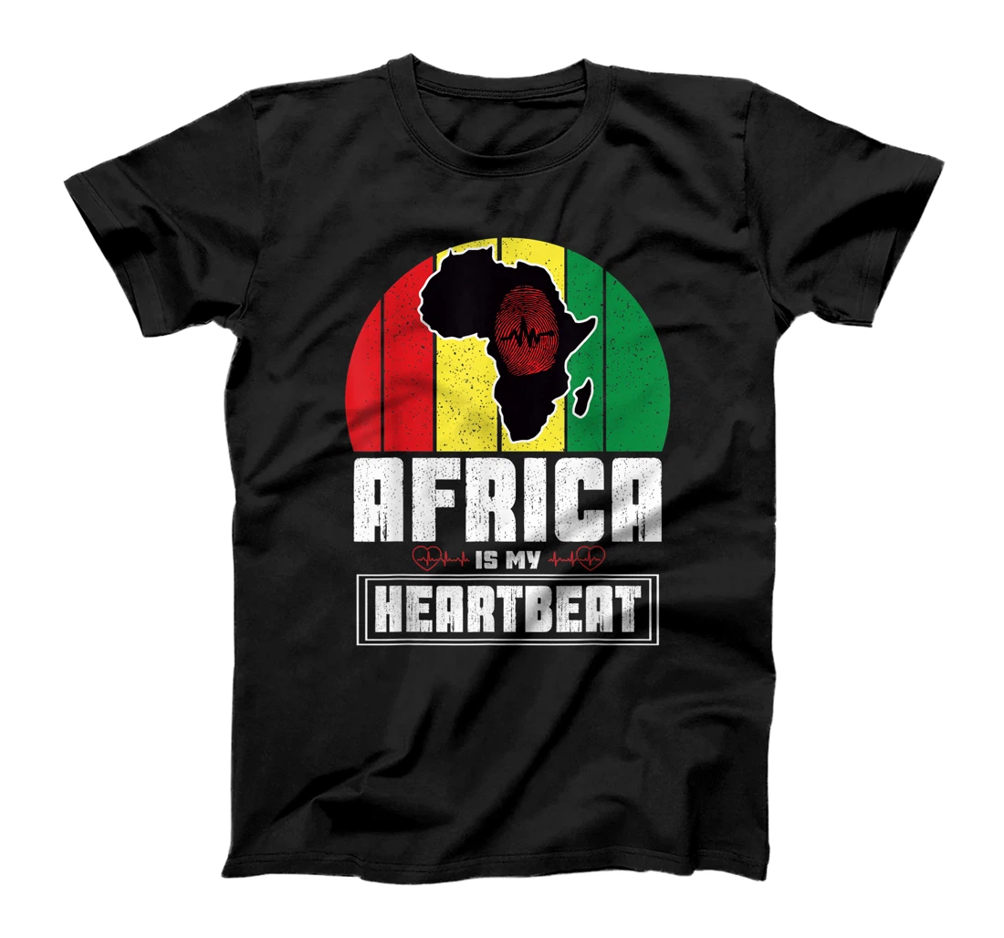 Personalized Africa Is My Heartbeat Love Africa Map African Pride T-Shirt, Women T-Shirt