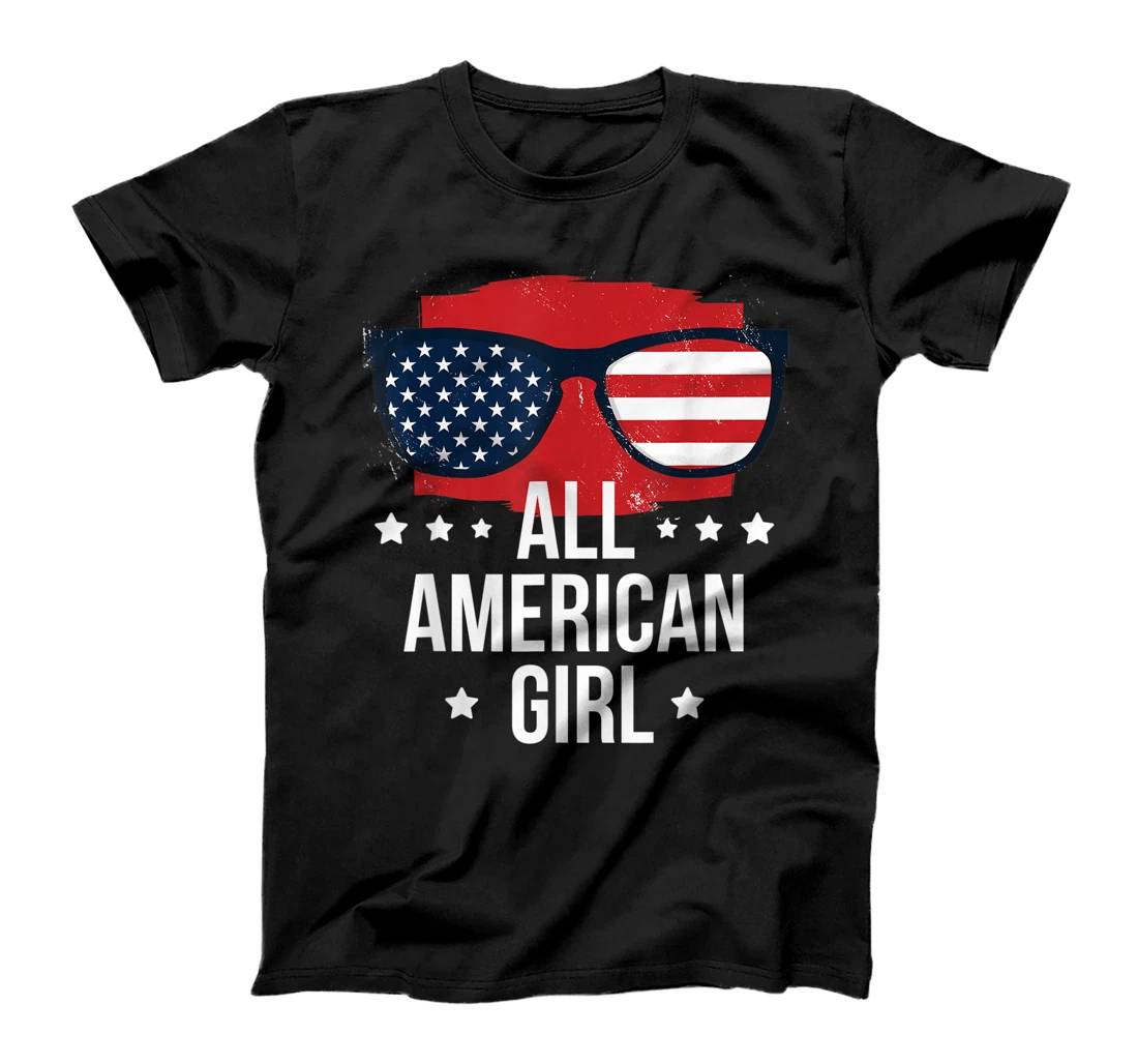 All American Girl American Flag Sunglasses 4th of July T-Shirt, Kid T-Shirt and Women T-Shirt