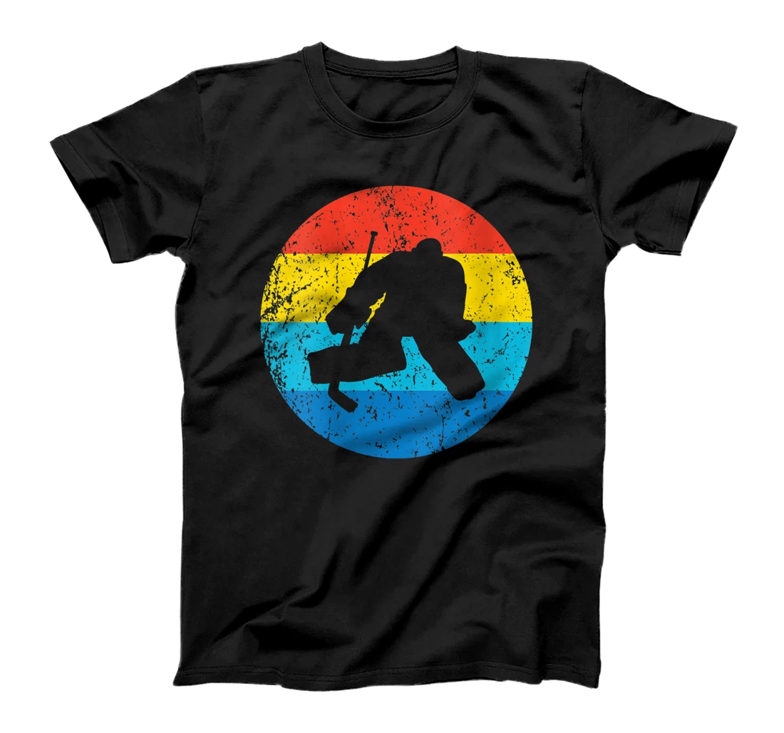 Womens Hockey Vintage Hockey Goalie Retro 1970's Style Circle T-Shirt, Women T-Shirt