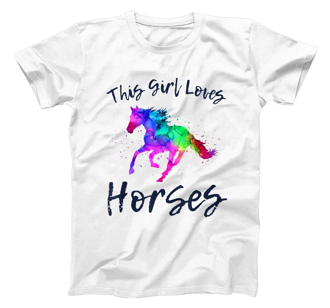 Personalized THIS GIRL LOVES HORSES Equestrian Rider Horseback Riding T-Shirt, Kid T-Shirt and Women T-Shirt