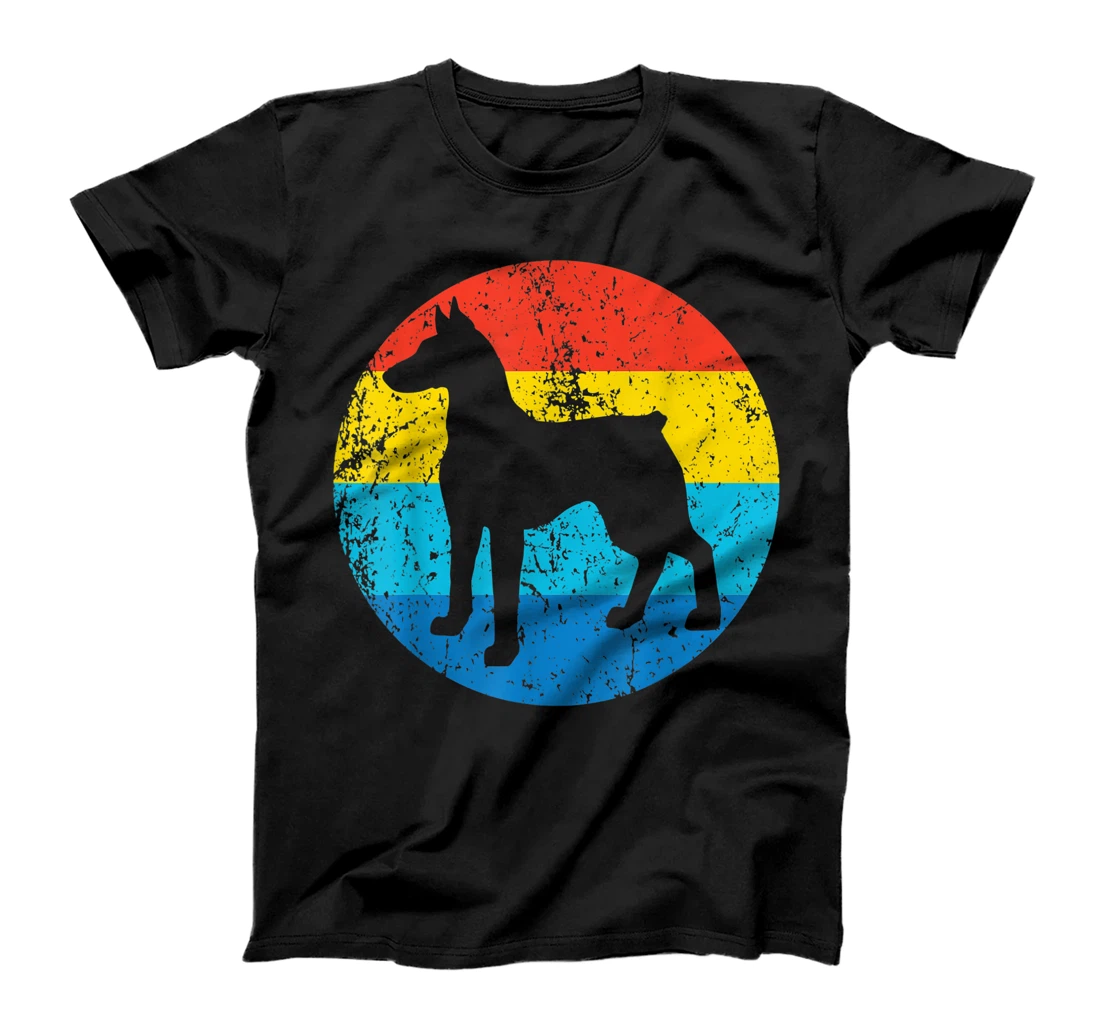 Personalized Doberman Dog Breed Silhouette Retro 1970's Circle T-Shirt, Kid T-Shirt and Women T-Shirt
