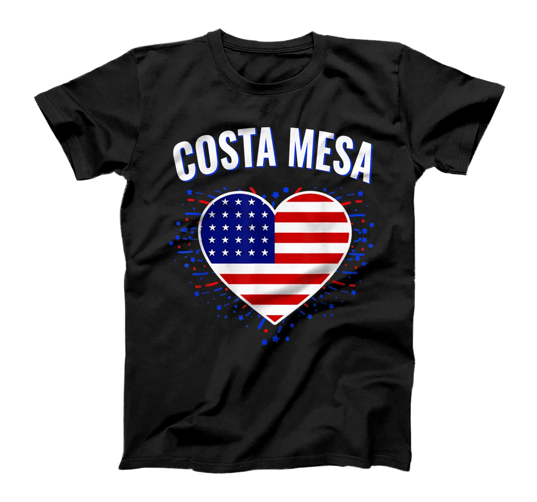Personalized Costa Mesa US Flag Heart City 4th of July American Flag T-Shirt, Kid T-Shirt and Women T-Shirt