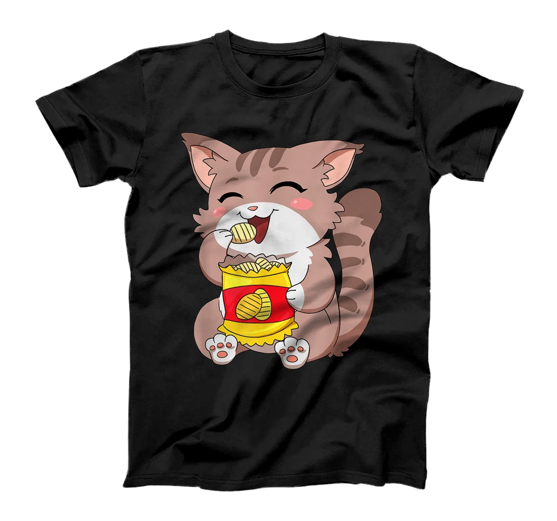 Personalized Womens Funny Japanese Kawaii Anime Chips Cat T-Shirt, Kid T-Shirt and Women T-Shirt