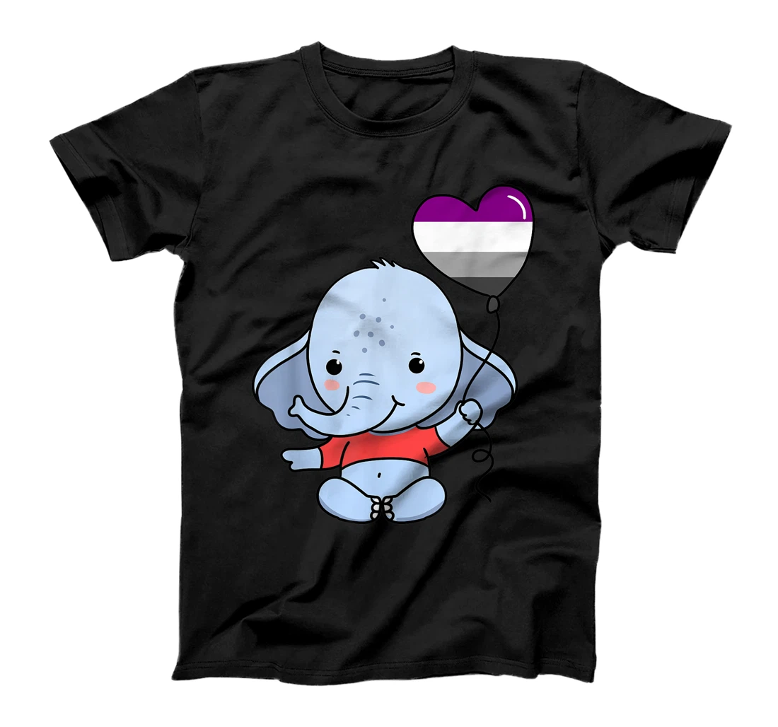 Personalized Elephant Heart Balloon Asexual Pride T-Shirt, Women T-Shirt