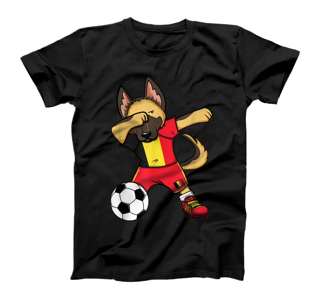 Personalized Dabbing German Shepherd Belgium Soccer Fans Jersey Football T-Shirt, Kid T-Shirt and Women T-Shirt