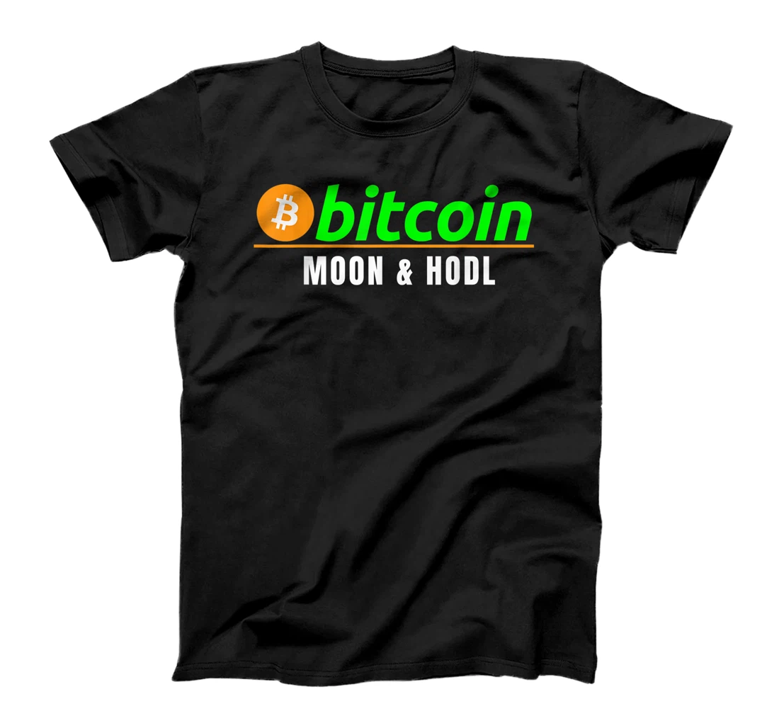 Personalized Bitcoin Moon & HODL, Fun Bitcoin Blockchain Crypto Miners T-Shirt, Women T-Shirt