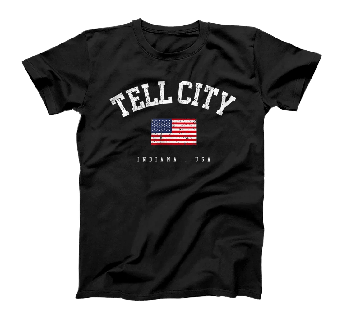 Personalized Tell City IN Retro American Flag USA City Name T-Shirt, Women T-Shirt