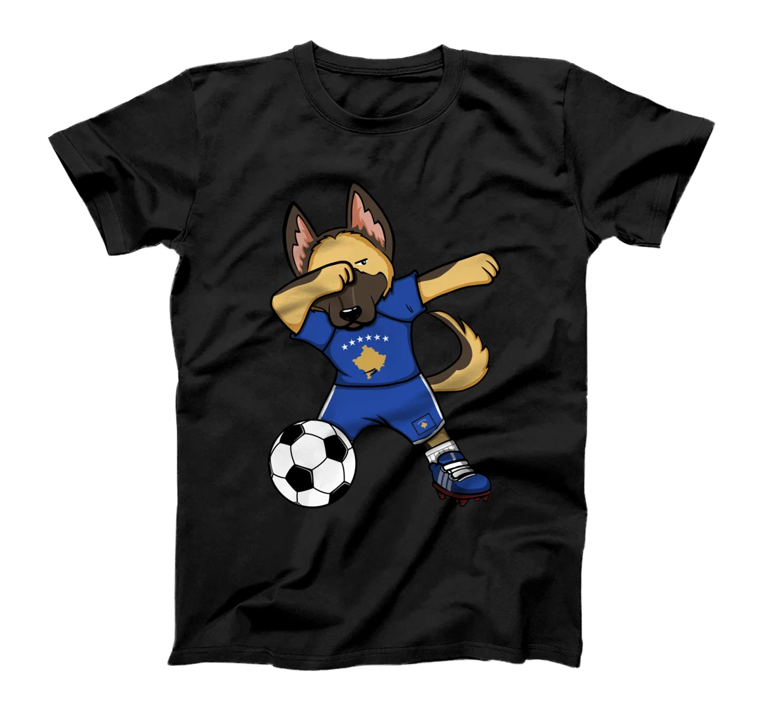 Personalized Dabbing German Shepherd Kosovo Soccer Fans Jersey Football T-Shirt