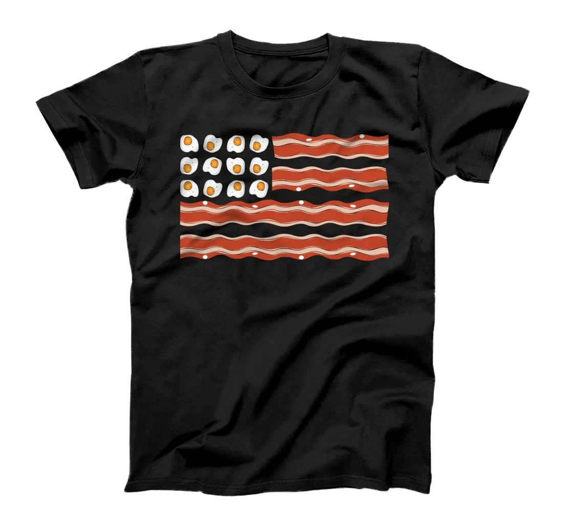 Personalized In Bacon We Trust | Funny American Bacon and eggs flag T-Shirt