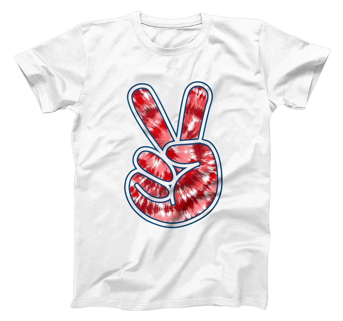 Mens Peace Sign Shirts Tie Dye Red White Blue Fun 4th of July Tee T-Shirt