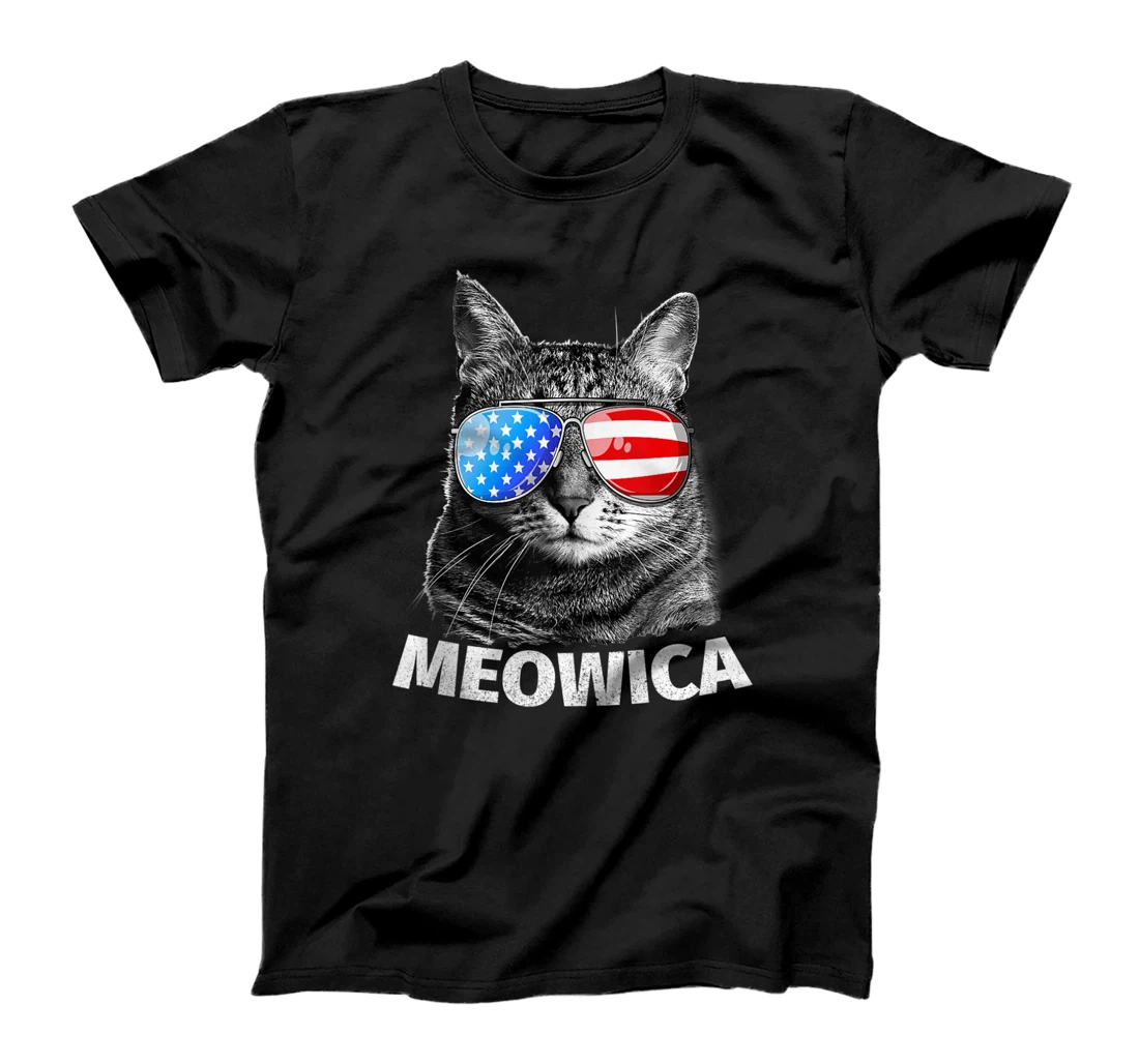 Cat 4th of July Meowica Merica USA American Flag T-Shirt, Women T-Shirt