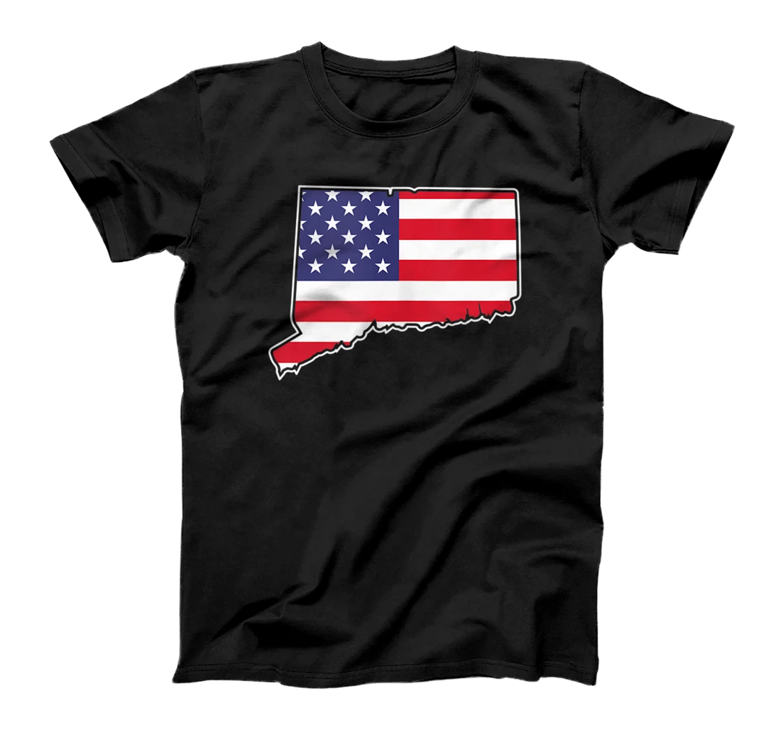 Connecticut USA Flag State Outline Patriotic American T-Shirt, Women T-Shirt