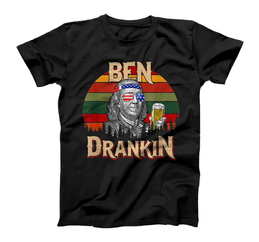 Ben Drankin 4th of July Benjamin Franklin Men Women USA Flag T-Shirt, Women T-Shirt