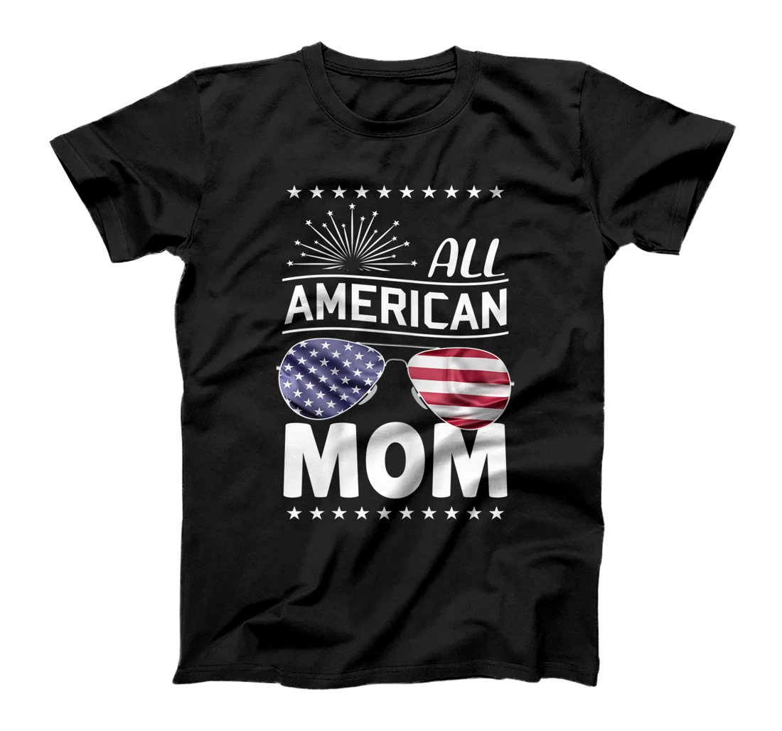 Personalized Womens All American Mom Patriotic 4th of July Family Matching USA T-Shirt, Women T-Shirt