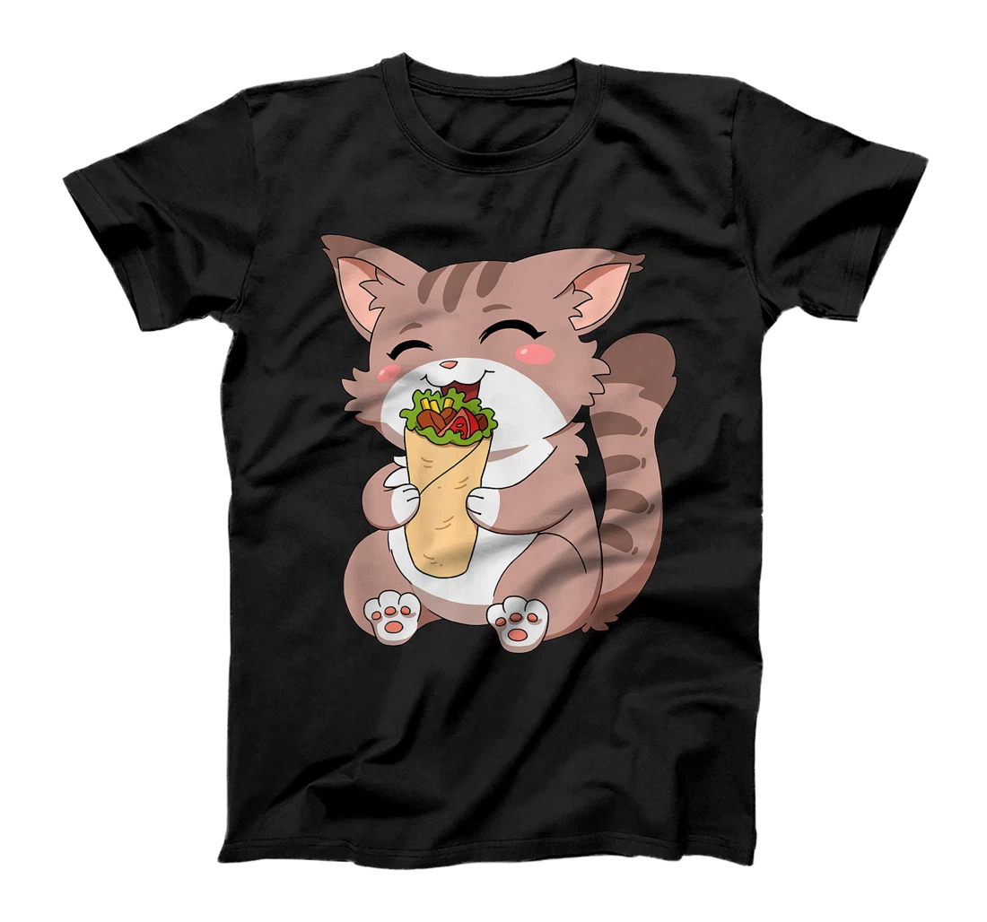 Personalized Womens Funny Japanese Kawaii Anime Kebab Shawarma Cat T-Shirt, Kid T-Shirt and Women T-Shirt
