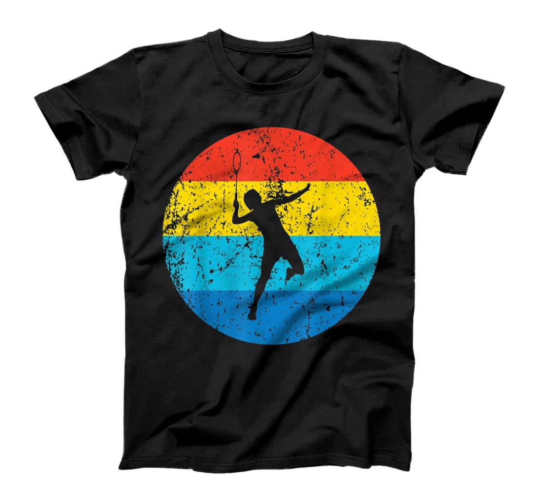 Personalized Badminton Vintage Badminton Player Retro 1970's Style Circle T-Shirt, Kid T-Shirt and Women T-Shirt