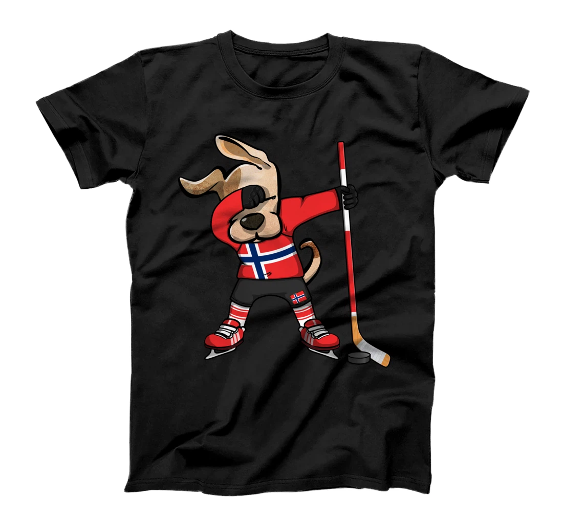 Personalized Funny Dabbing Dog Norway Ice Hockey Fans Jersey Dab Player T-Shirt