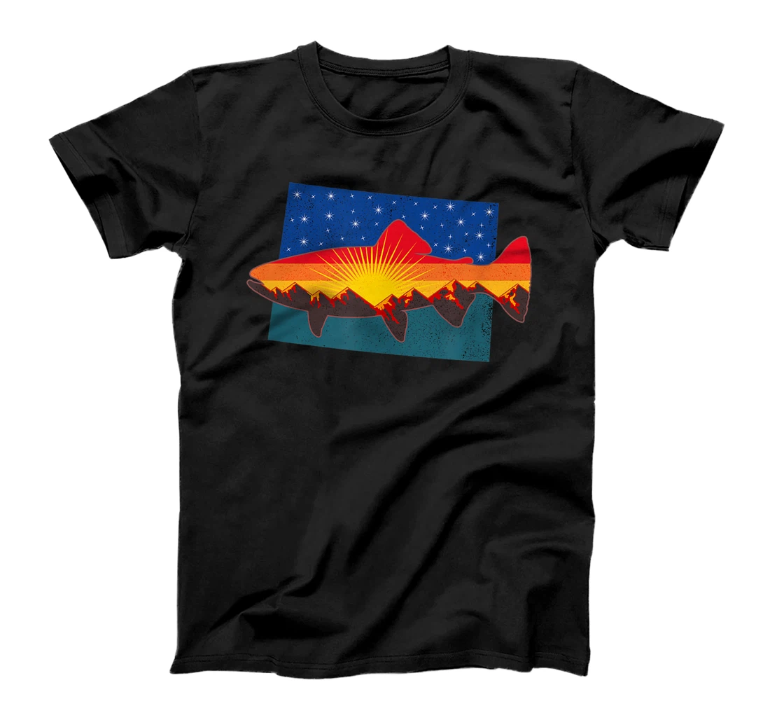 Trout Fly Fishing Nature Colorado Mountain Sunset T-Shirt, Kid T-Shirt and Women T-Shirt
