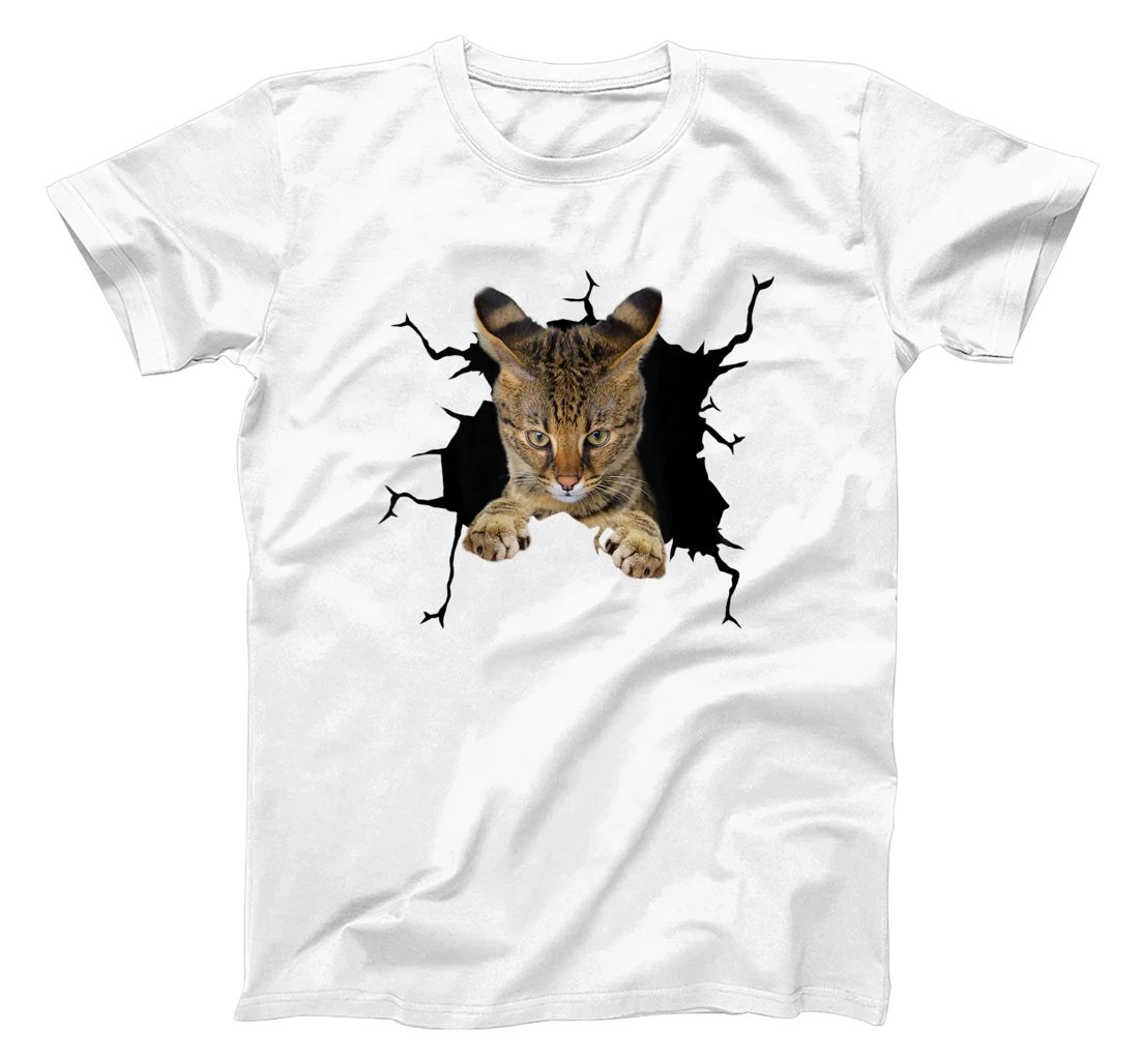 savannah cat. Torn Cloth , Kitten T-Shirt, Women T-Shirt