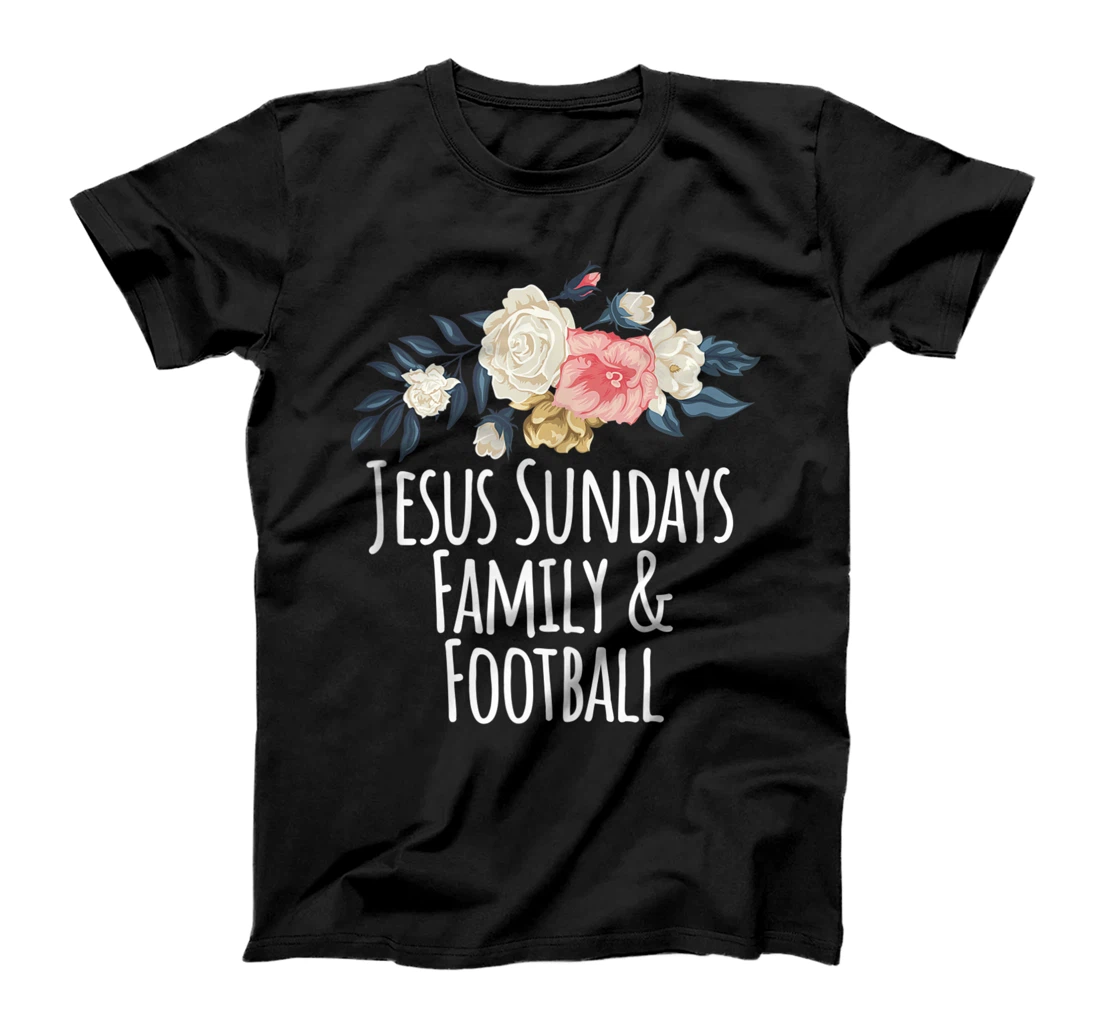 Colored Saying, Jesus Sundays Family & Football T-Shirt, Women T-Shirt