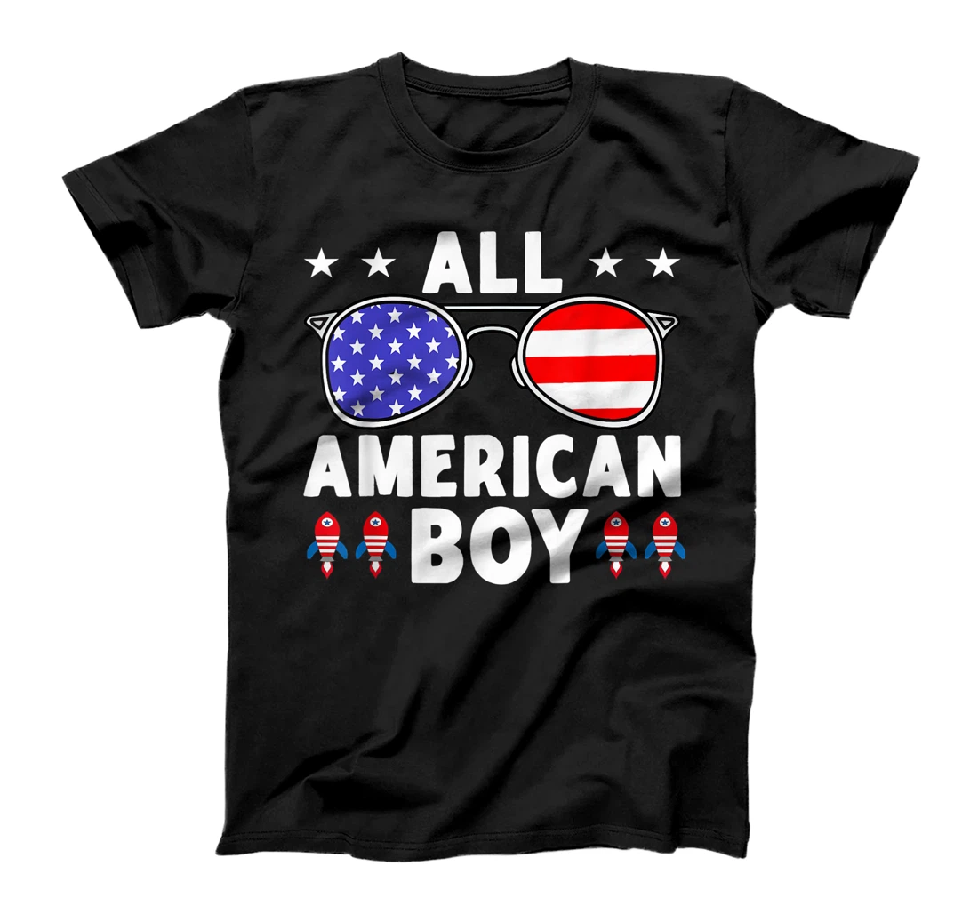 4th of July ALL AMERICAN BOY USA Flag Patriotic Family Gifts T-Shirt, Kid T-Shirt and Women T-Shirt