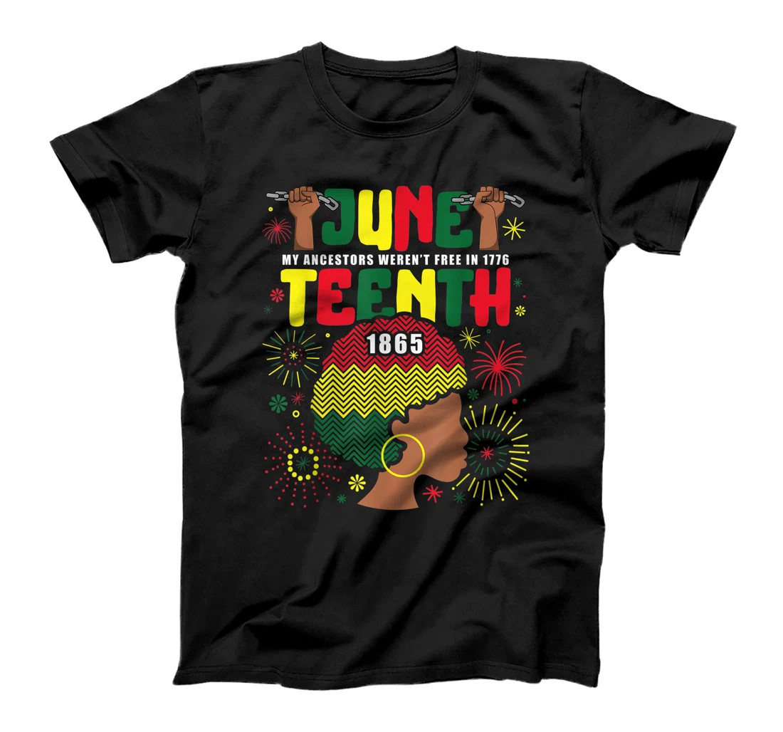 Juneteenth Ancestors Not Free 1776 Black Woman Chevron Afro T-Shirt, Kid T-Shirt and Women T-Shirt