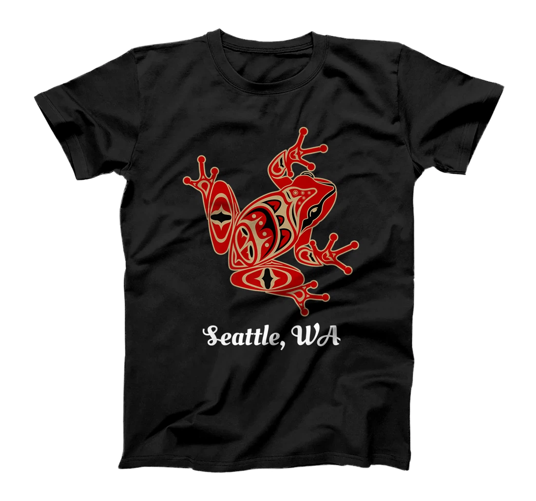 Seattle, WA Red Black Frog Native American Pacific NW T-Shirt, Kid T-Shirt and Women T-Shirt