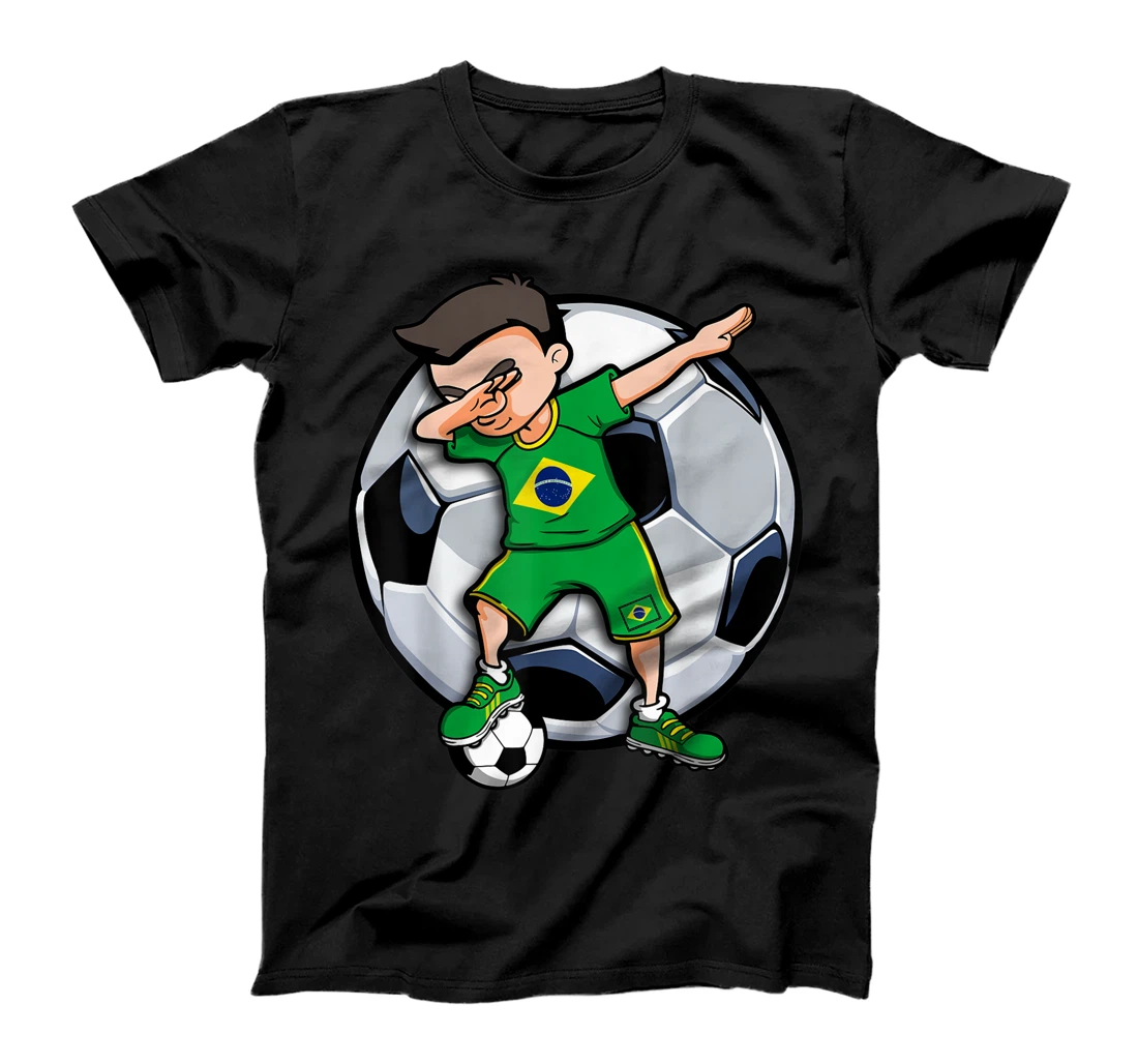 Dabbing Soccer Boy Brazil Football Fan Jersey Brazilian Flag T-Shirt, Kid T-Shirt and Women T-Shirt