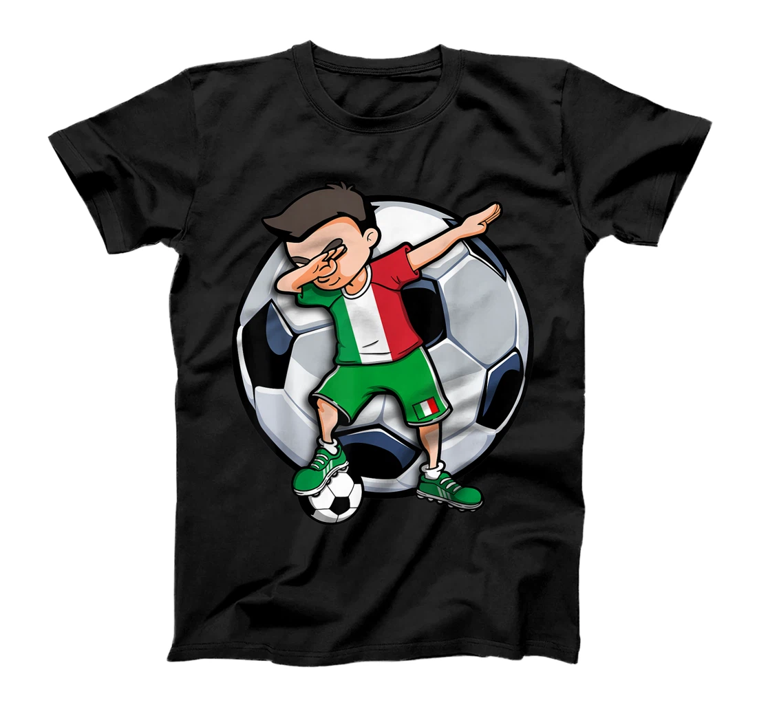 Dabbing Soccer Boy Italy Football Fans Jersey Italian Flag T-Shirt, Kid T-Shirt and Women T-Shirt
