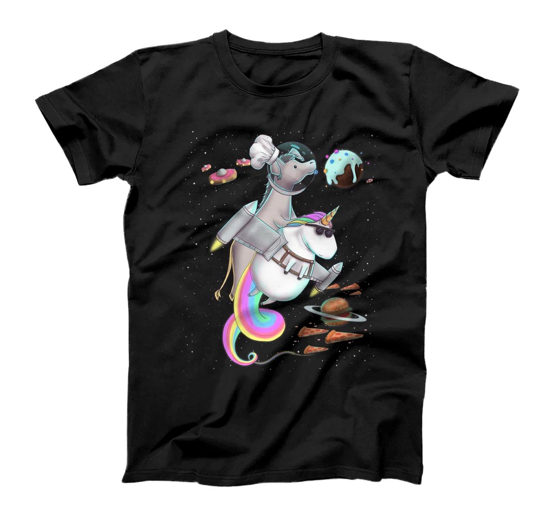 Donkey Riding Unicorn Food Pizza Space Party Planet Cute T-Shirt, Kid T-Shirt and Women T-Shirt