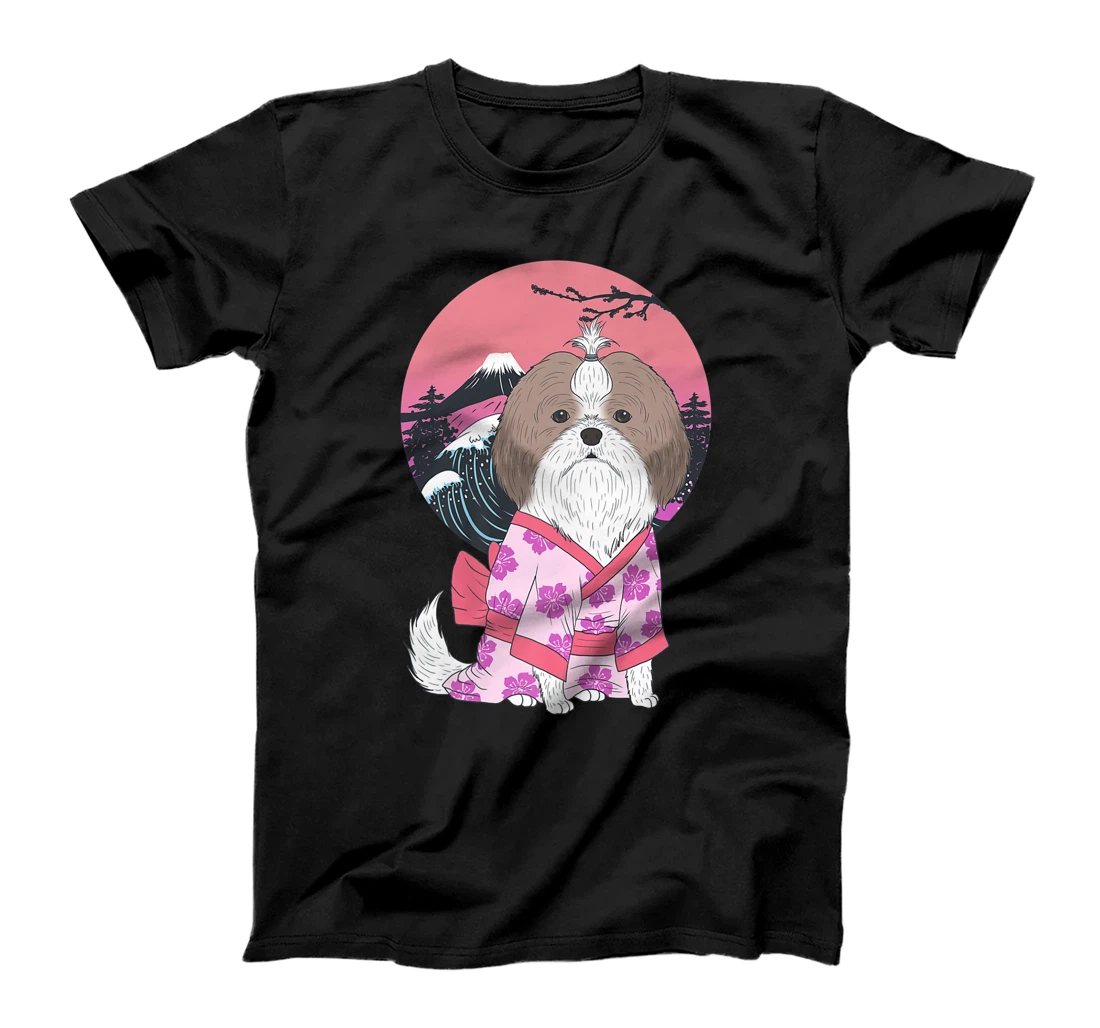 Personalized Shih Tzu Dog Japanese Art Harajuku Retro Aethestic Vintage T-Shirt, Kid T-Shirt and Women T-Shirt