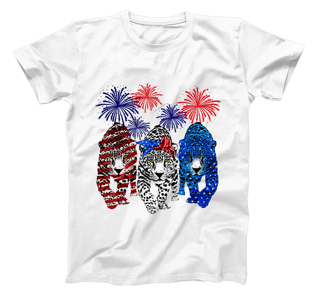 Leopard American flag colors 4th Of July T-Shirt, Kid T-Shirt and Women T-Shirt
