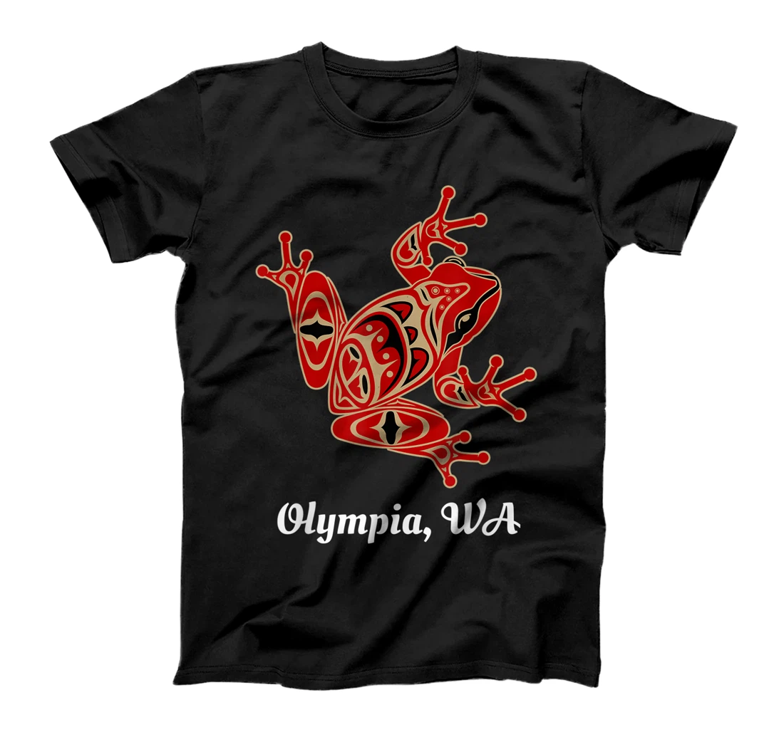 Olympia, WA Red Black Frog Native American Pacific NW T-Shirt, Kid T-Shirt and Women T-Shirt