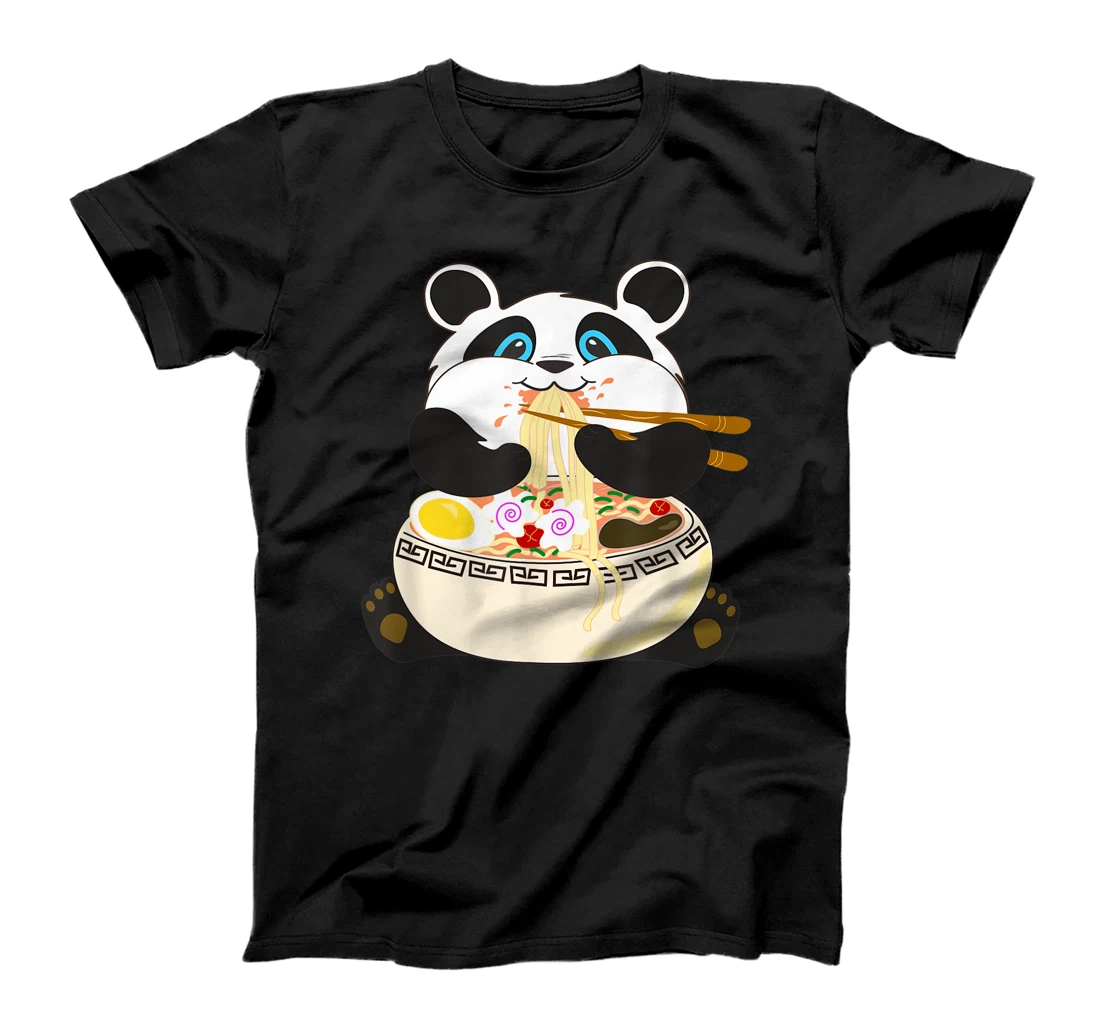 Personalized Fat Panda Eating Ramen Noodle Bowl With Chopsticks T-Shirt, Kid T-Shirt and Women T-Shirt